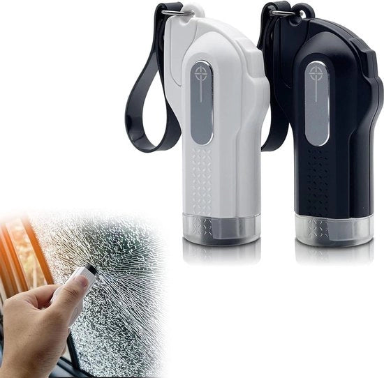 Martelli per Rottura Finestra di Auto - Strumento di Salvataggio a 2 in 1 per Tagliare Cintura e Martello di Sicurezza - Chiave di Aiuto per Emergenza con Anello - 2 Pezzi