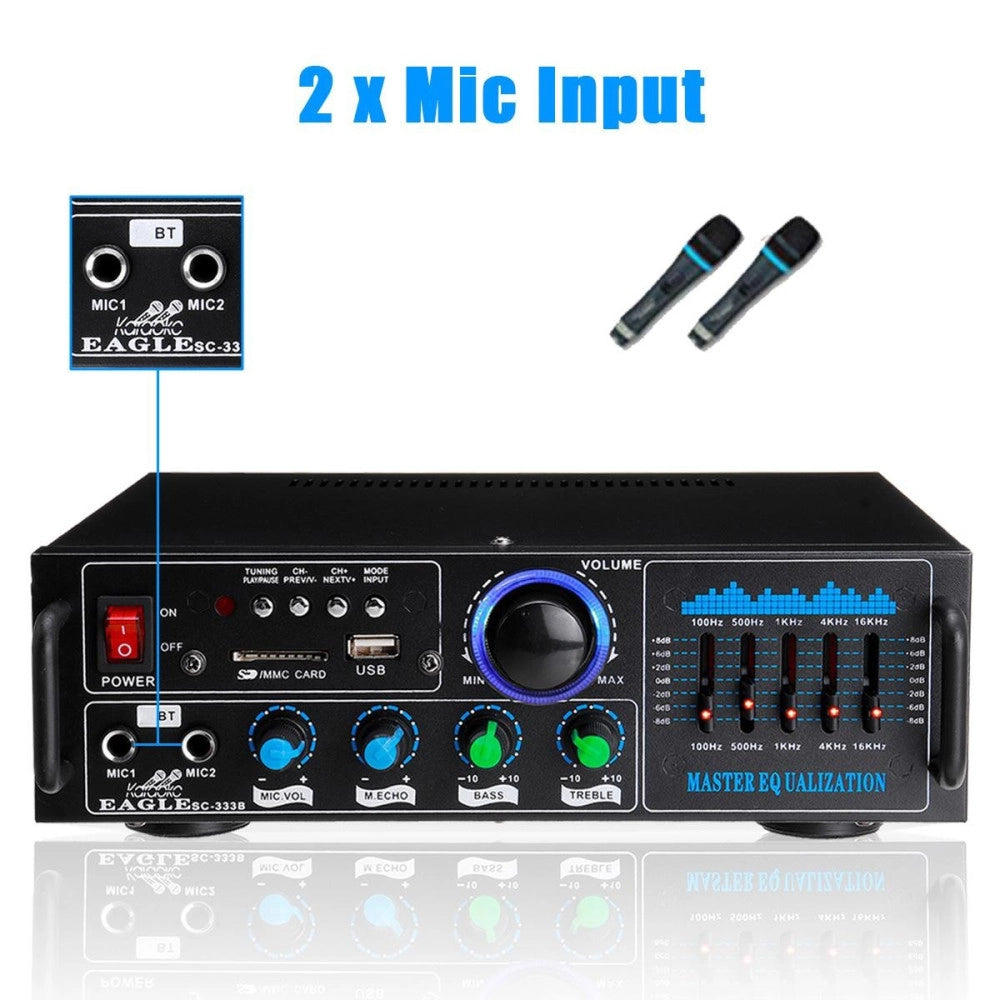 Trade Shop - Amplificatore Audio 2x70w Funzione Karaoke Fm/bluetoothmp3/usb/bluetooth Q-gf289 -