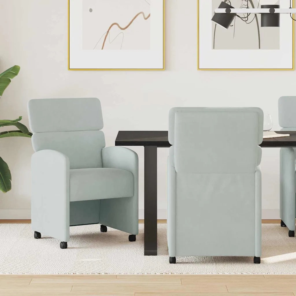 Sedie da Pranzo con Ruote 2 pcs Grigio chiaro 58 x 65 x 98 cm