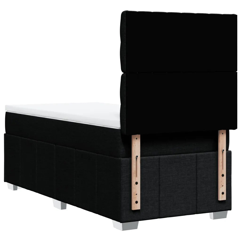 Letto singolo | Letto per adulti | Giroletto a Molle con Materasso Nero 80x200 cm inTessuto