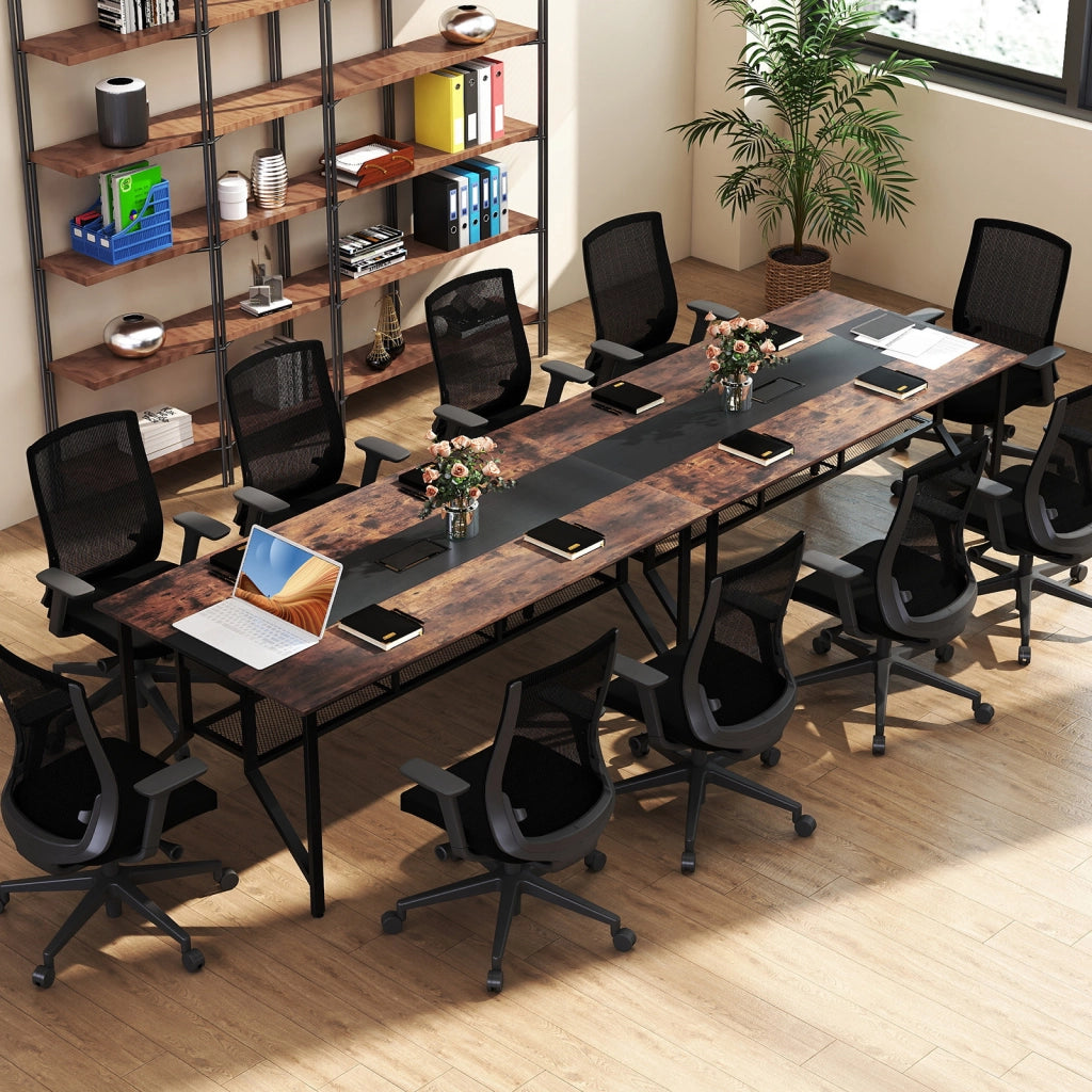Scrivania da ufficio-Tavolo da conferenza con ripiano portaoggetti e cassettiera-Scrivania per 6-8 persone ufficio e sala riunioni 180 x 96 cm