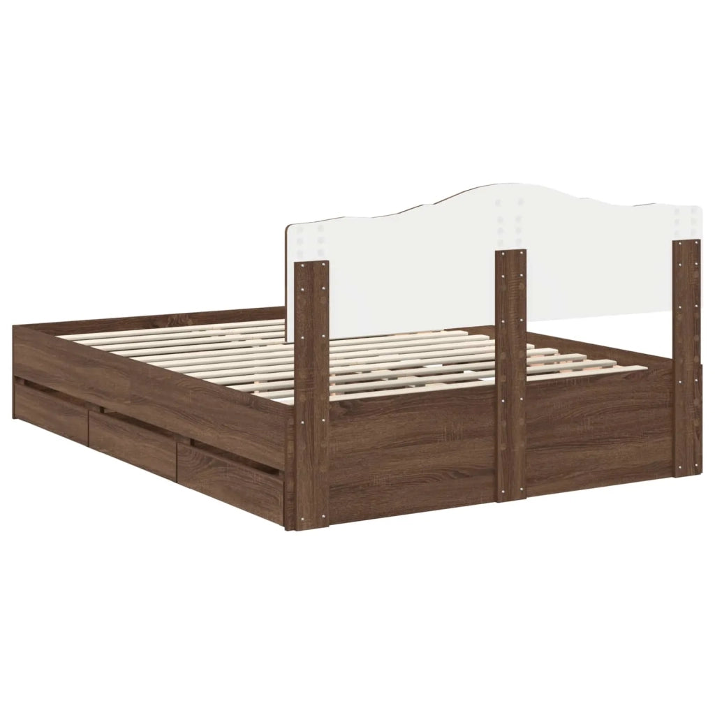 Letto matrimoniale | Letto per adulti | Struttura del letto con cassetto Rovere Marrone 150 x 200 cm