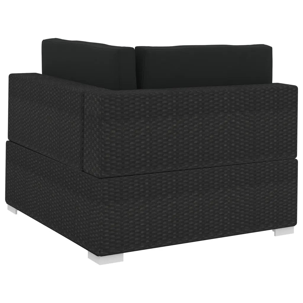 Set Divani da Giardino 4 pz | Set Salotto da Giardino con Cuscini in Polyrattan Nero