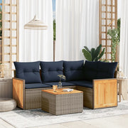 Set Divani da Giardino 5 pz con Cuscini Grigio in Polyrattan 3227622