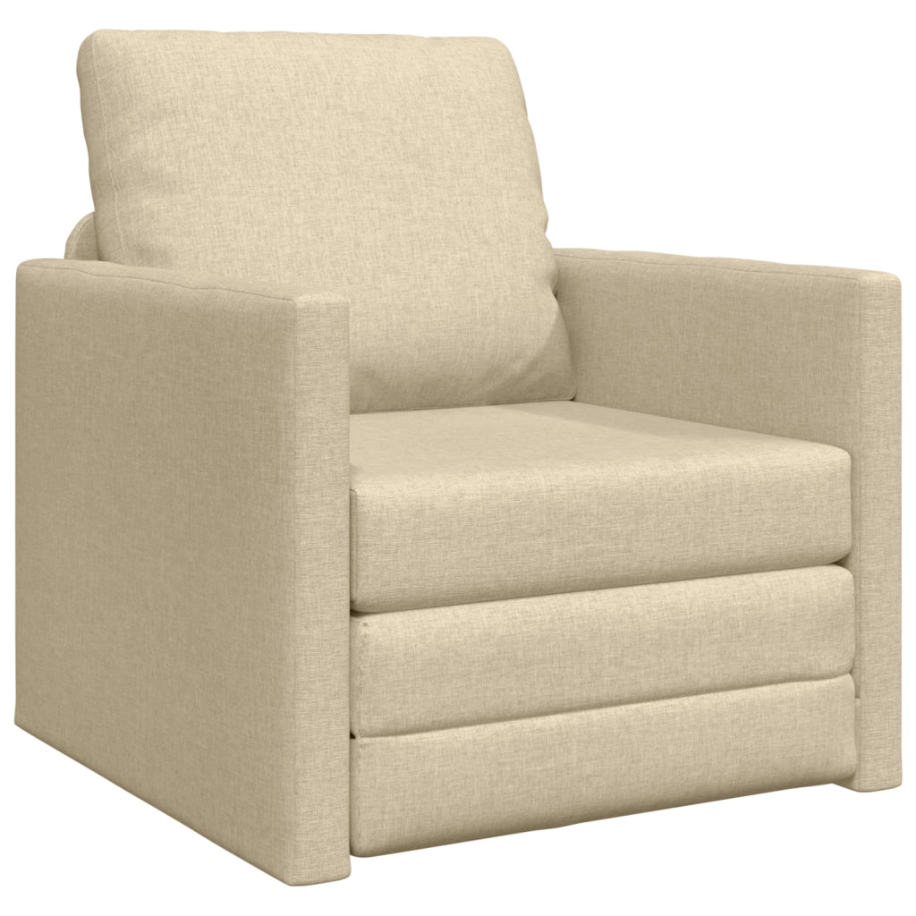 Divano Letto 2 in 1 Panna 74x77x81 cm Tessuto