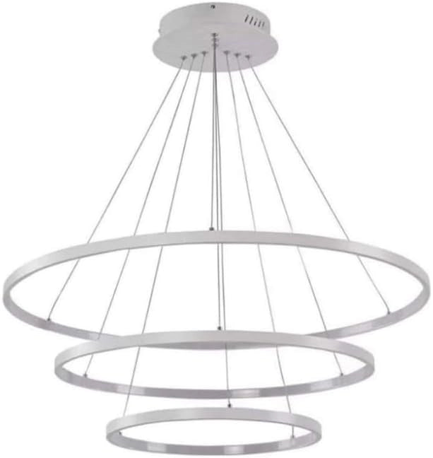 Lampadario LED Moderno a Sospensione con 3 Anelli, 51W 4080LM, CCT Switch luce calda, fredda e naturale, Lampada da Soffitto per Soggiorno Sala da Pranzo