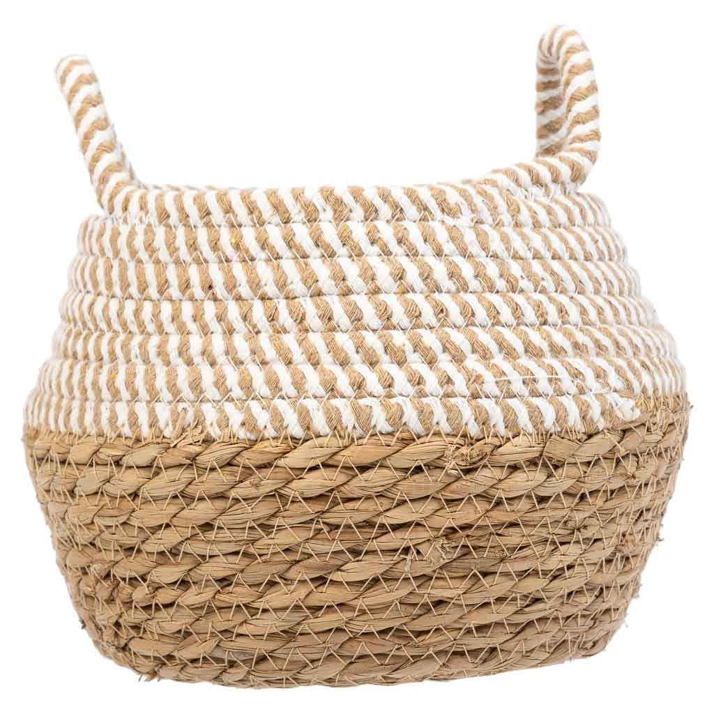 Cestino in fibra naturale e cotone marrone D18x13/16,5