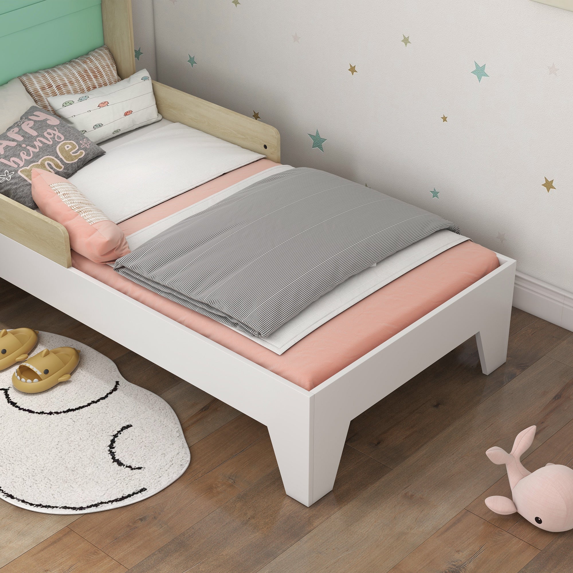 Struttura Letto Singolo per Bambini 144x74x110 cm Casetta con Sponde in Legno Verde