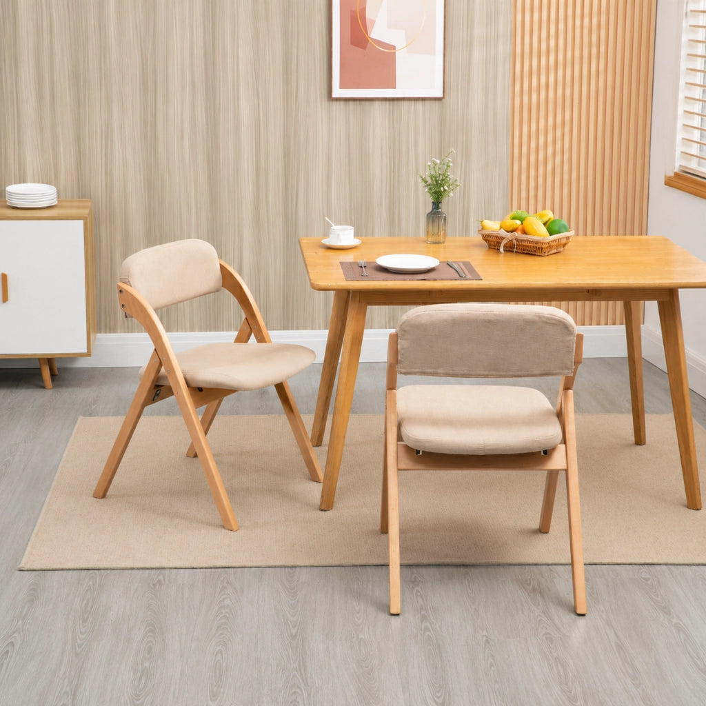 Set di 2 sedie pieghevoli imbottite con rivestimento sfoderabile in legno khaki