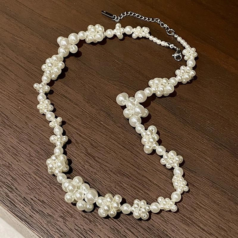 Collana irregolare con perle, tessuta a mano, regalo di Natale o di compleanno.