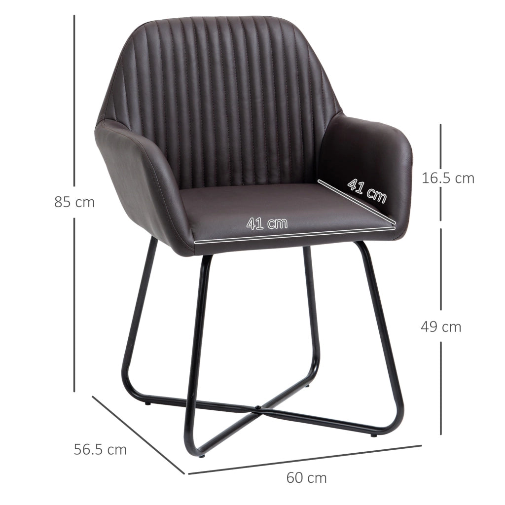 Set 2 Sedie Imbottite 60x56,5x85 cm in Similpelle Marrone