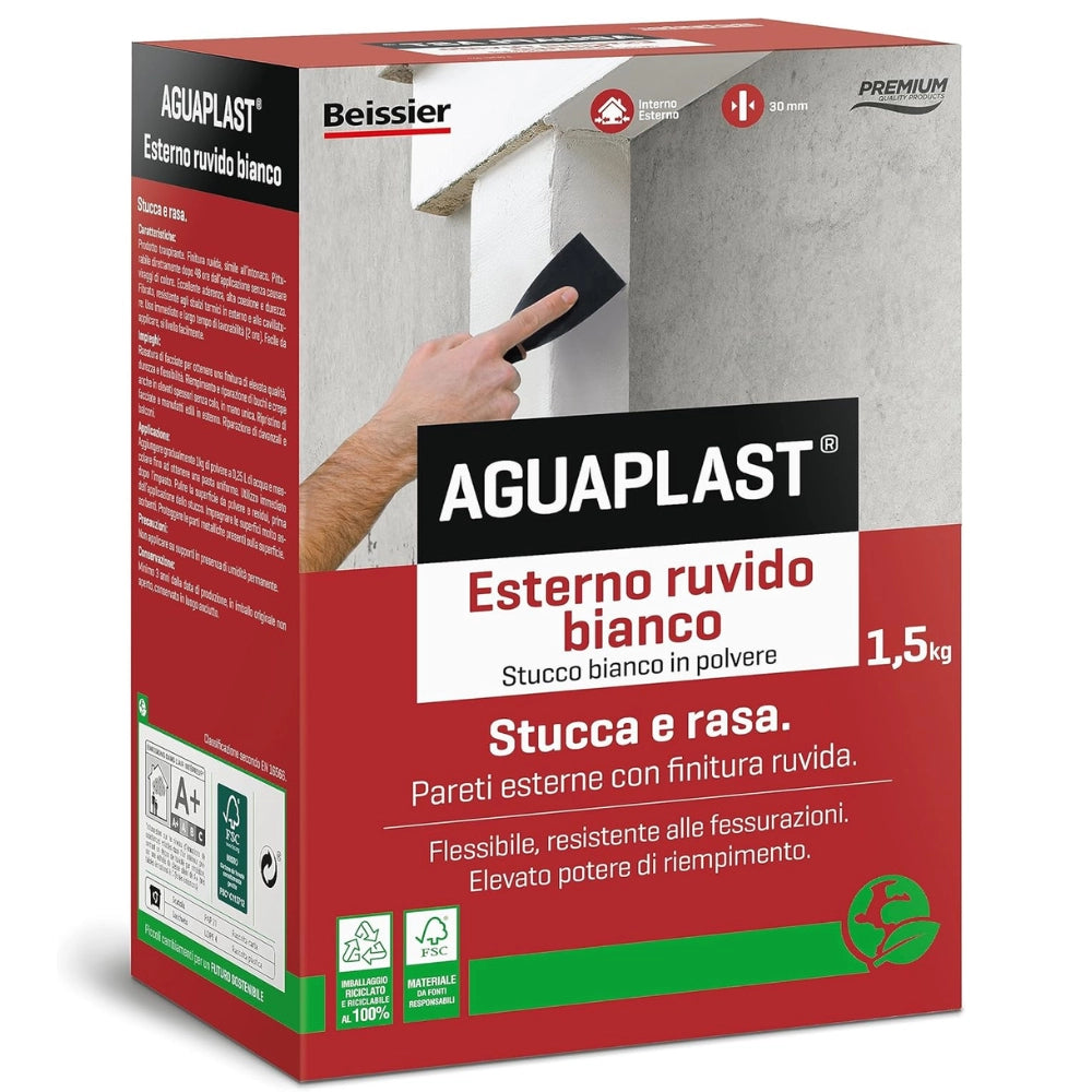 Aguaplast sr5 stucco bianco per esterni finitura ruvida 1,5 kg