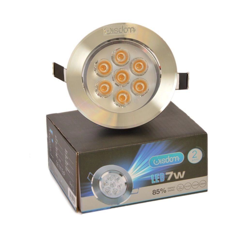 Trade Shop - Faretto A Led Orientabile Da Incasso Wisdom 7w Caldo E Freddo Per Controsoffitta - -bianco Freddo      -