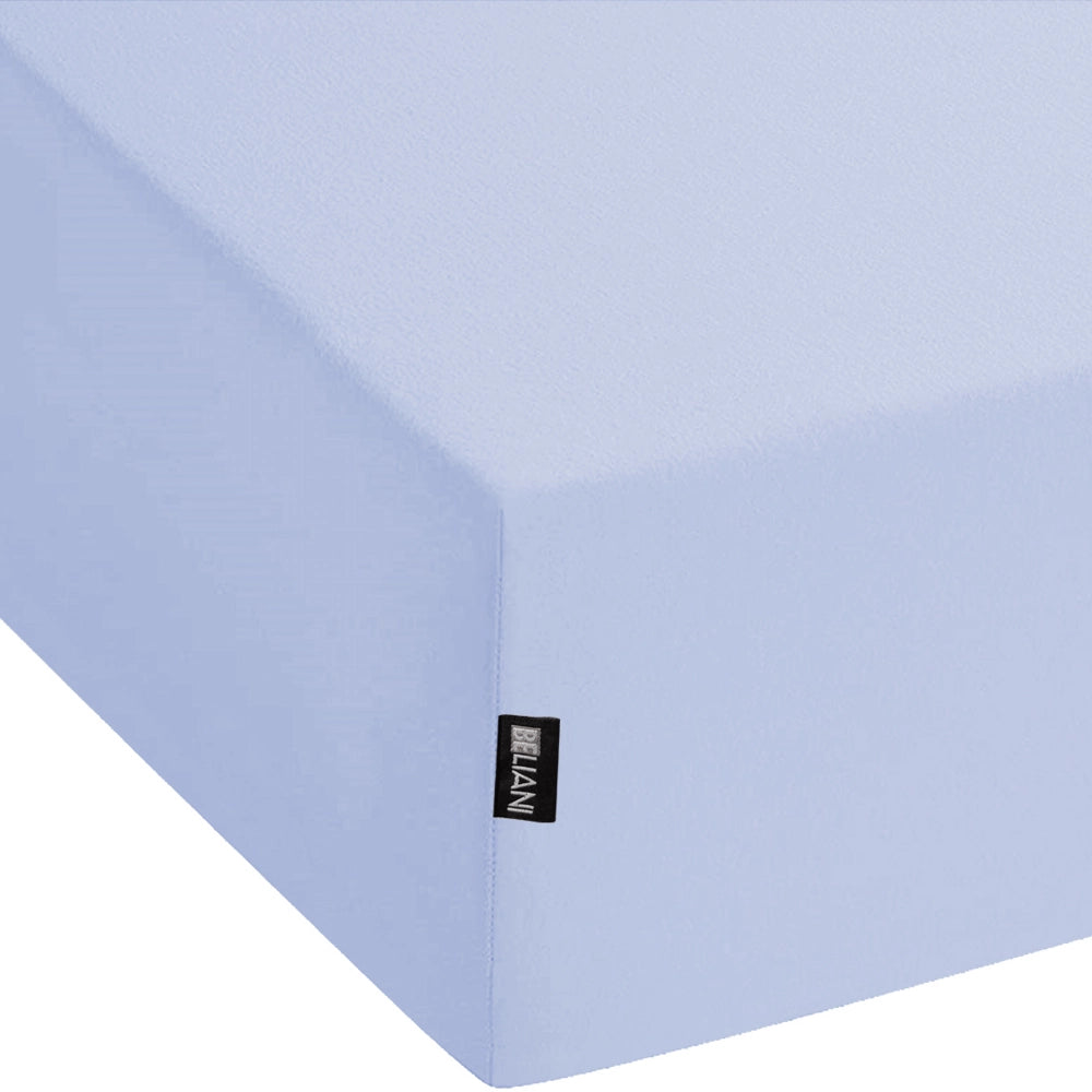 Lenzuolo con angoli cotone azzurro 140 x 200 cm con bordi elastici modello classico a tinta unita camera da letto classica
