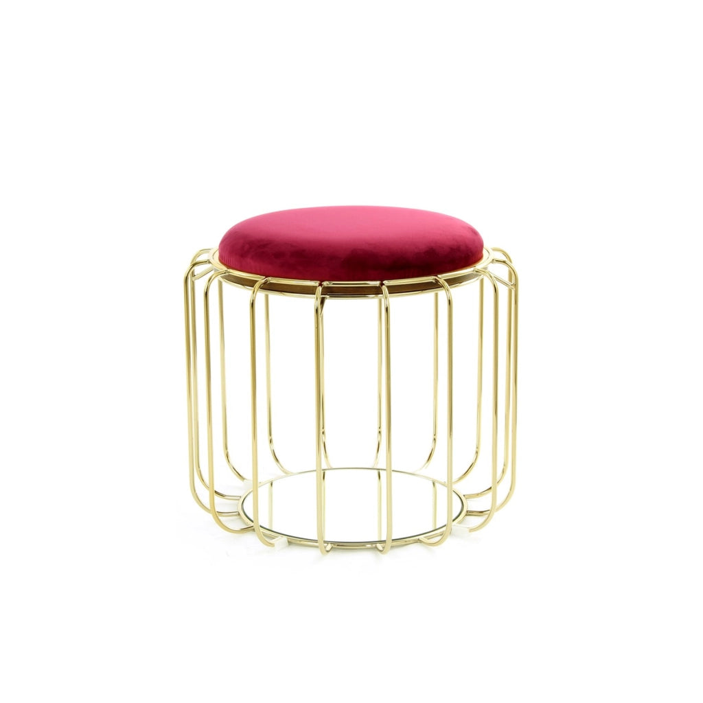 Tavolino e Pouf 2-in-1 Comfortable Rosso e Oro