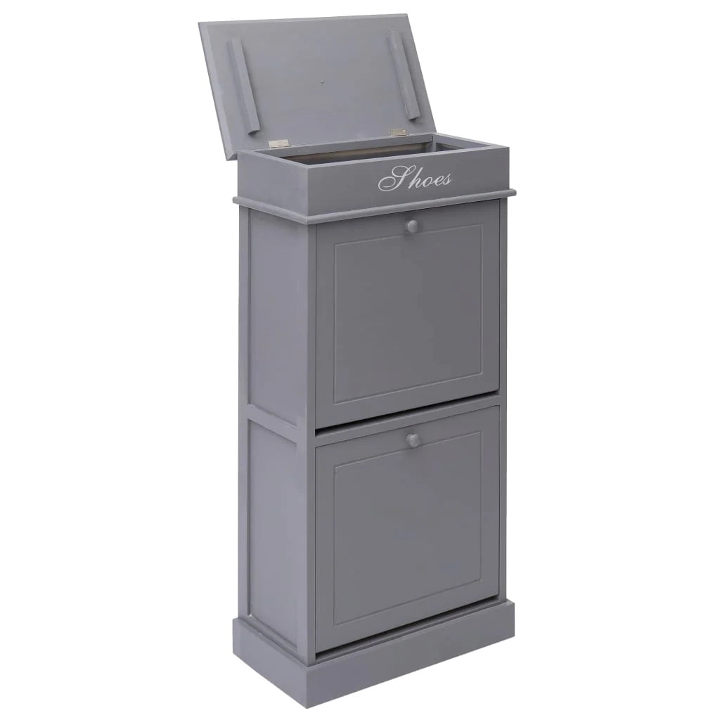 Scarpiera mobile contenitore per scarpe mobile per ingresso/corridoio/soggiorno 50 x 28 x 98 cm legno di Paulownia grigio 02_0021774