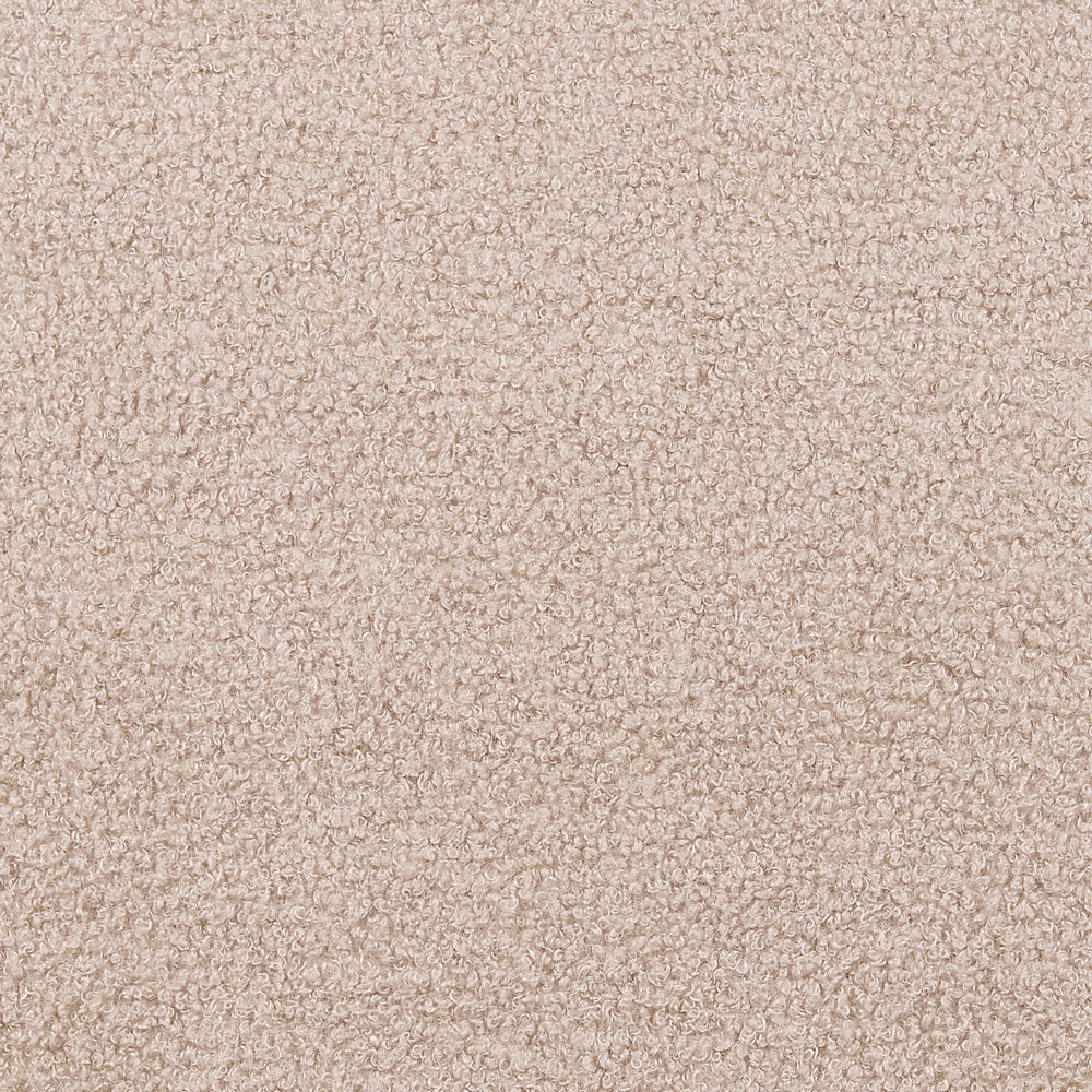Poltrona beige in tessuto bouclé con base color oro stile contemporaneo moderno soggiorno camera da letto