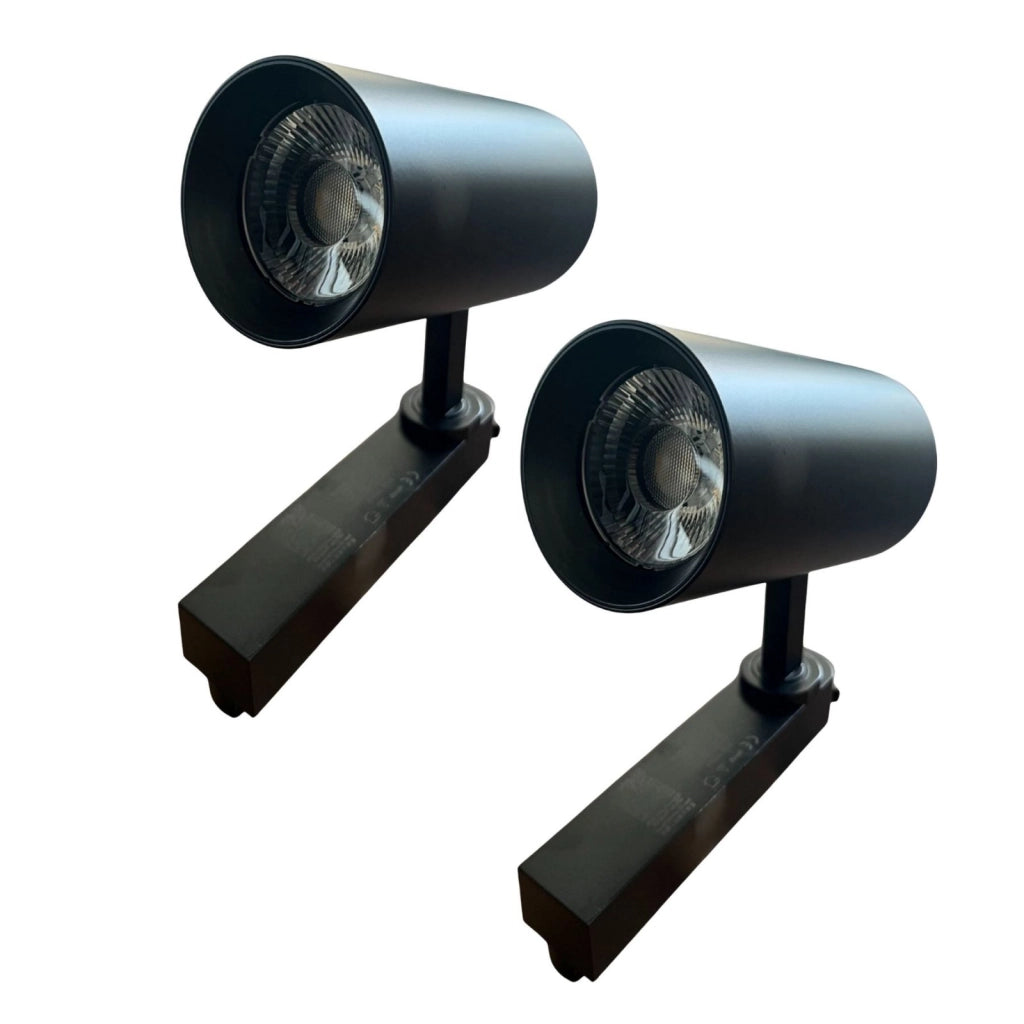 2 Pezzi Faro Led Binario Monofase 30W 2600LM 220V, Corpo Nero, Luce Bianco Neutro 4000K, Angolo 36° CRI>90, D80X138mm