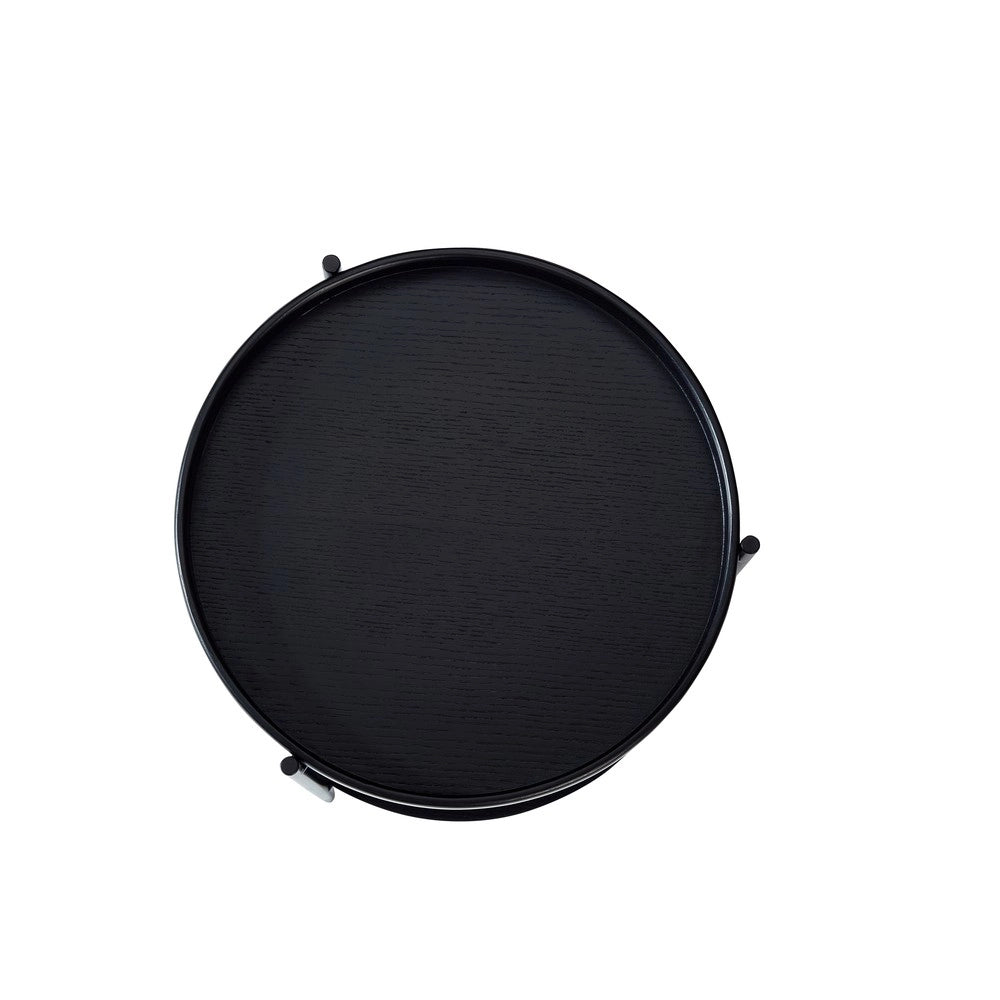 Tavolino da Caff¨¨ Rotondo in Legno Massello e Metallo ¨C MINIMAL ¨C Naturale/Noce/Nero, 44x44x48