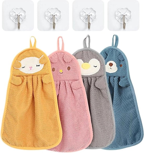 Asciugamani per bambini con ganci - Asciugamani microfibra rapido asciugatura set da 4 pezzi.