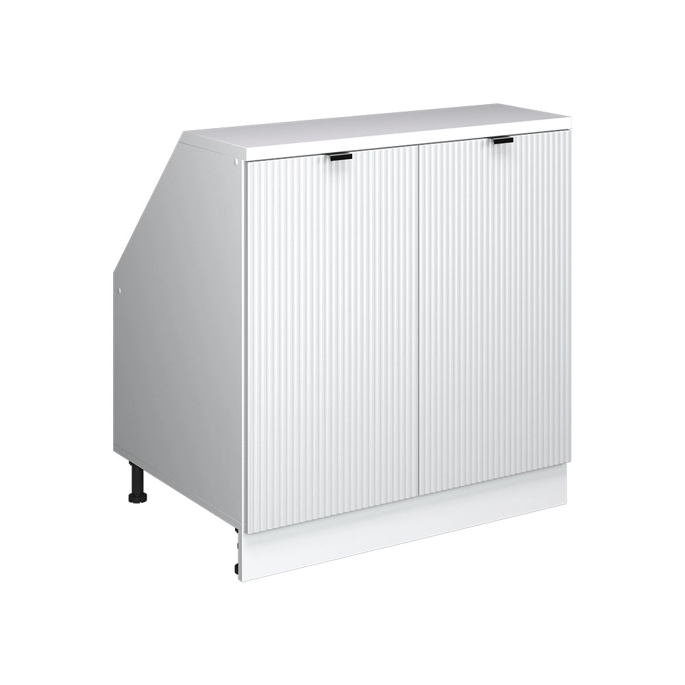 Mobile cucina sottotetto R-Line Ondulazione bianca/Bianco 80 cm con 2 porte, carcassa 60 cm profondità Vicco