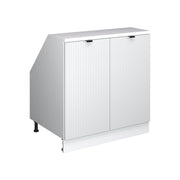 Mobile cucina sottotetto R-Line Ondulazione bianca/Bianco 80 cm con 2 porte, carcassa 60 cm profondità Vicco
