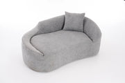 Chaise longue 2 posti trasformabile divano letto con seduta profonda e cuscino incluso in ciniglia grigio chiaro