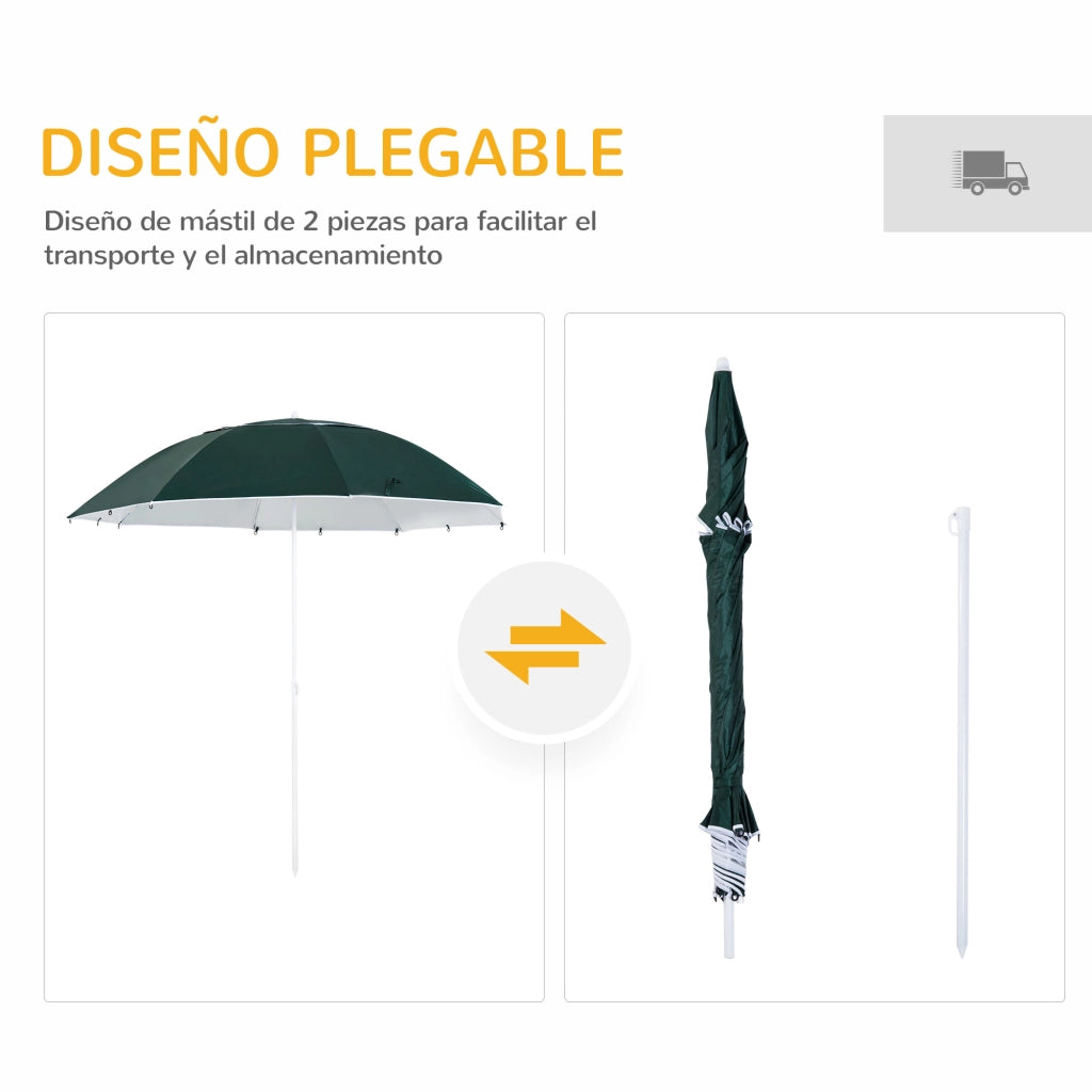 Ombrellone da Giardino 2 in 1 con 2 Pannelli Laterali ¨C Zephmum ¨C Verde ?210x222cm