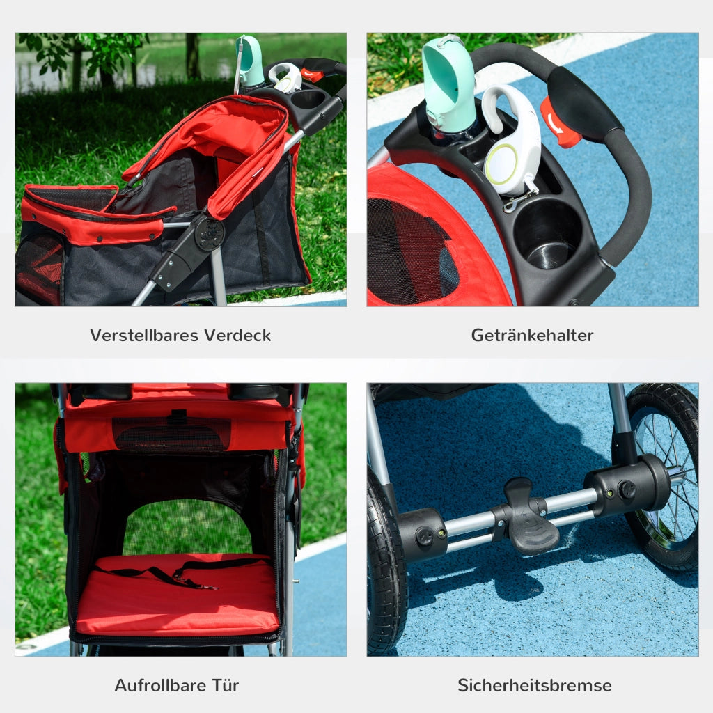 Carrello per Animali Domestici Pieghevole ¨C zephmum ¨C Rosso, 10 kg