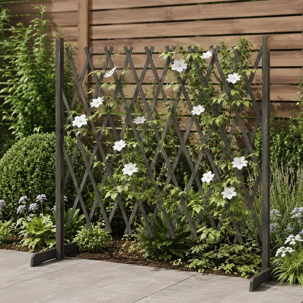 Garden Trellis Fence, Grey, 180x100 Cm, Solid Fir Wood