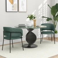 Set 2 Sedie per Cucina Imbottite, in Tessuto Effetto Velluto e Acciaio, 57x53x73 cm, Verde