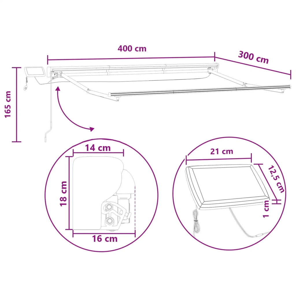 Cornice per Tenda Manuale con LED 4 × 3 m 3426093