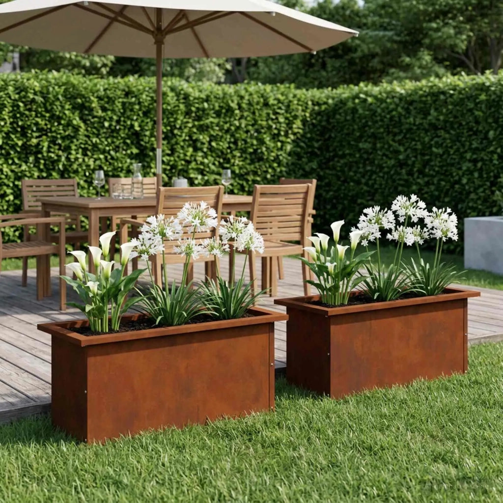Fioriera da giardino con LED 2 pz Ruggine 30 x 60 x 30 cm 8008097