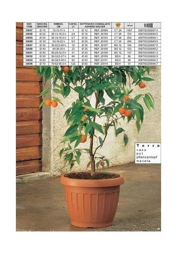 Vaso da terra per piante e fiori colore terracotta 15 cm bama