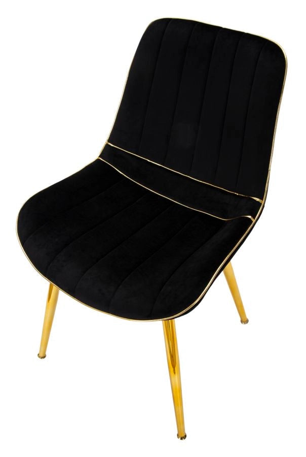 Set 2 Sedie Imbottite 51x59x79 cm in Poliestere Paris Nero e Oro