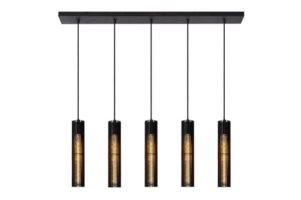 Lampadario Lucide Lionel 5 luci E27 nero dimmerabile