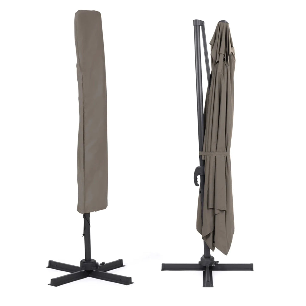IDMarket - CALVI taupe 3x4 M ombrellone sfalsato a 360° con copertura