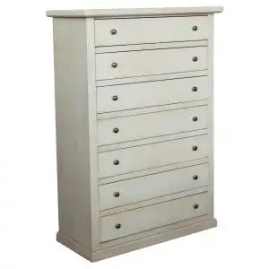 cassettiera settimino in legno Shabby chic bianco anticato 7 cassetti