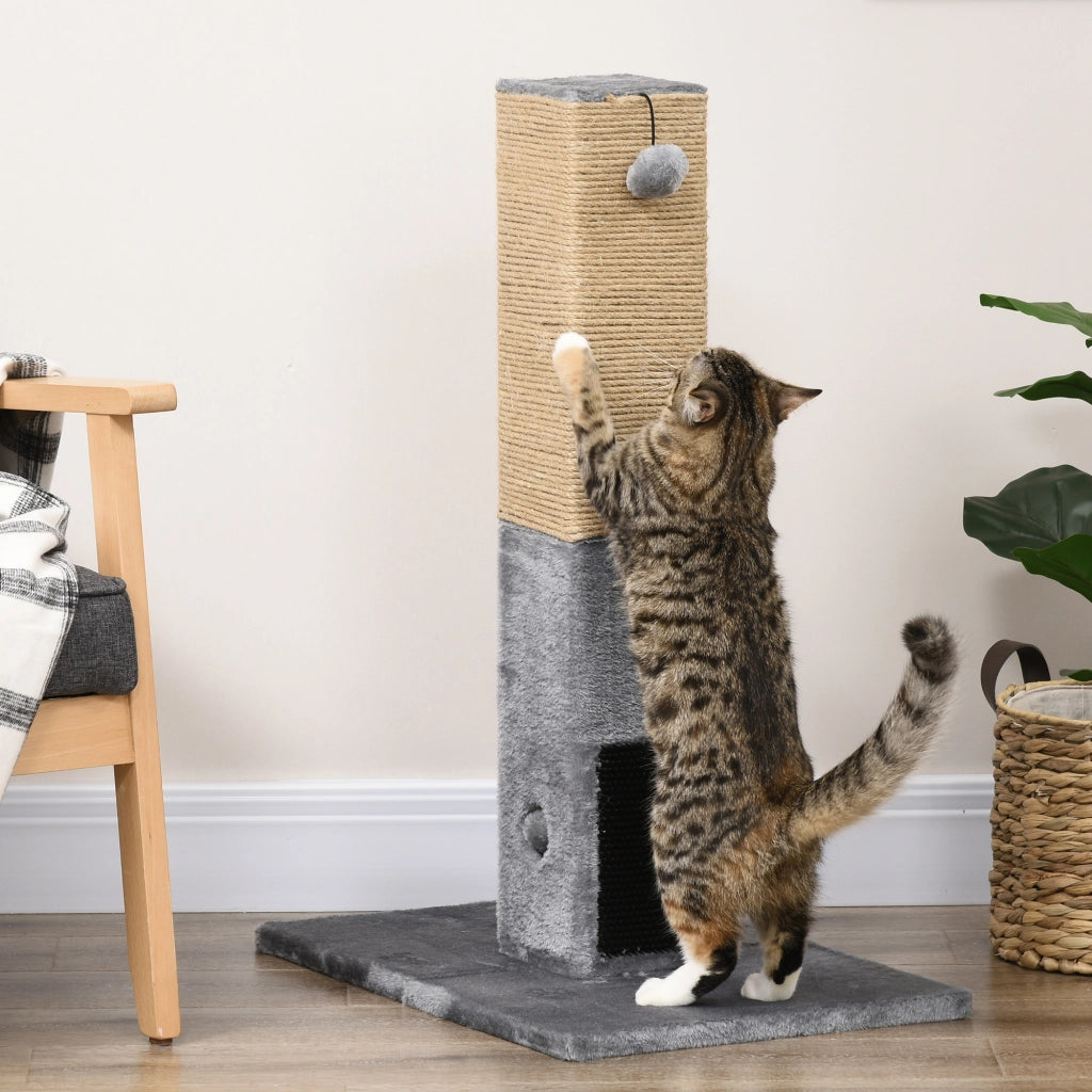 Grattatoio per Gatti con Palla e Sonagli ¨C Zephmum ¨C 59.5x39x79cm Grigio Beige