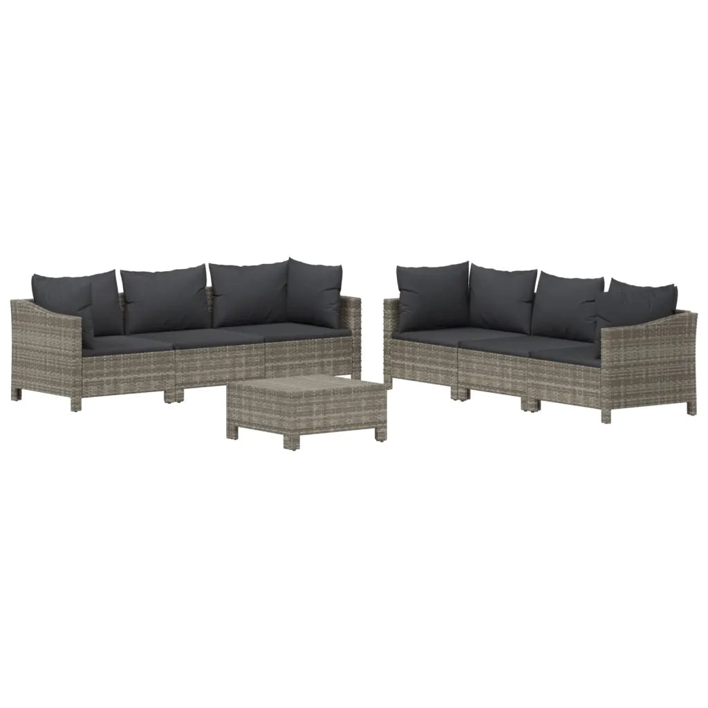 Set Divani da Giardino 7 pz con Cuscini in Polyrattan Grigiocod mxl 76665