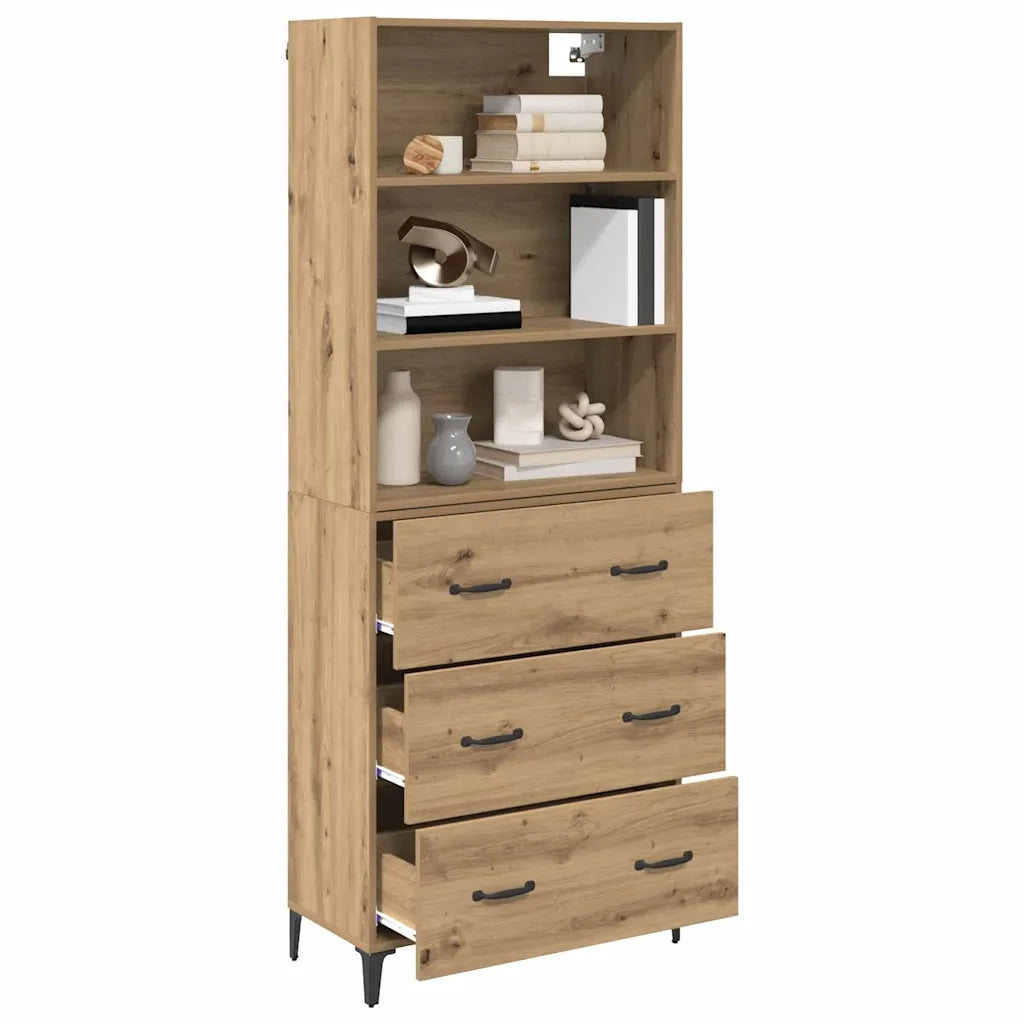 Credenza con Cassetto-Buffet-Armadio da cucina Rovere artigianale 69,5 x 34 x 180 cm 157542