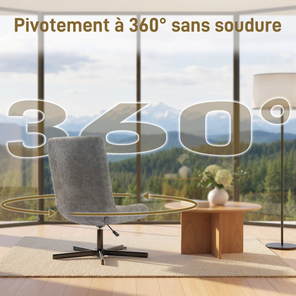 Poltrona reclinabile girevole con poggiapiedi ¨C zephmum ¨C grigio 66x80x93-104 cm