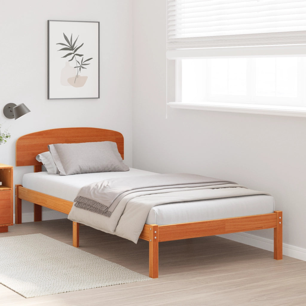 Struttura letto con testiera Marrone cerato 100x200 cm Legno massello di pino