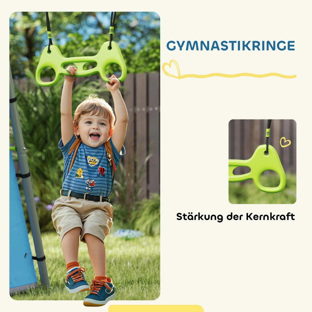 Set Schaukel 3 in 1 con Tenda e Anelli ¨C Zephmum ¨C Verde, Metallo e Plastica