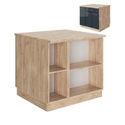 Isola cucina Fame-Line Blu scuro lucido/Rovere dorato 90 cm con cassetto, senza piano di lavoro Vicco
