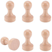 Segnacarte a 6 pezzi - Maniglie rotonde - Pomo in legno - Supporto per timbro - Legno di betulla - Legno massello - Tessitura naturale - Maniglione per timbro