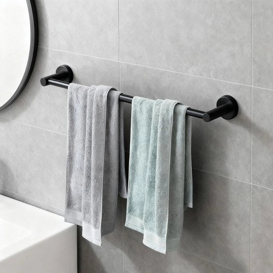 Asciugamani appoggiabiancheria regolabili in acciaio inox 304 - nero matte - per bagno/camera da letto - capacità di carico fino a 10 kg - regolabile fino a 72 cm - asciugamani appoggiati