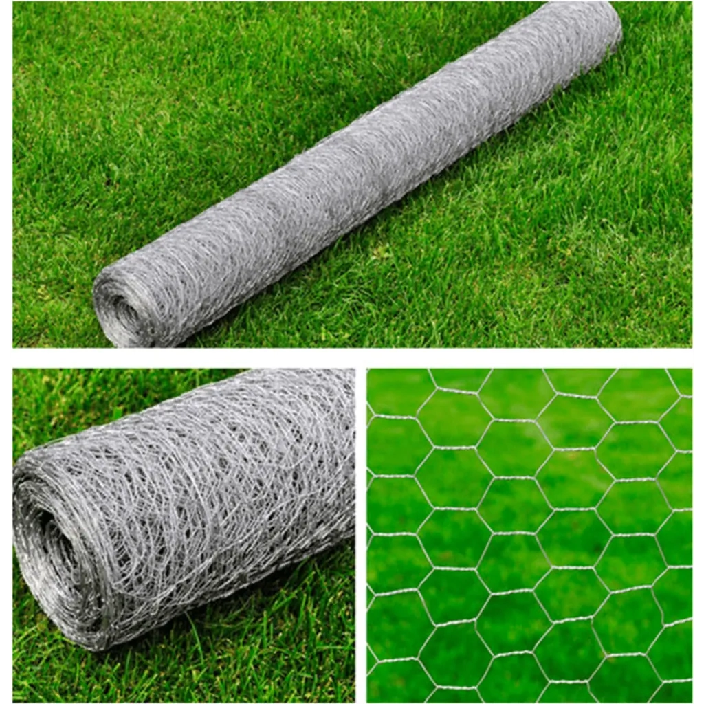 Recinzione da Giardino | Recinzione in Rete in Acciaio Zincato Esagonale 1x25 m Argento