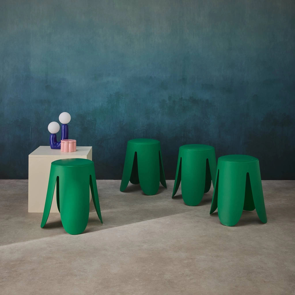 Set 4 sgabelli impilabili in ecopelle, verde