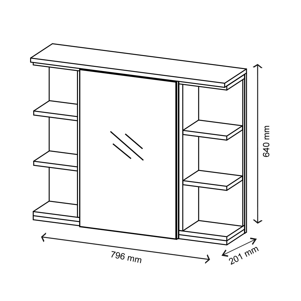 Vicco Specchio contenitore bagno Bianco 79.6 x 64 cm